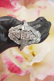 Platinum Diamond estate Art Deco c.20's glove shield Ring