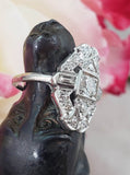 Platinum Diamond estate Art Deco c.20's glove shield Ring