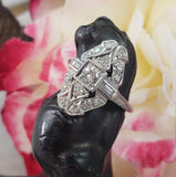 Platinum Diamond estate Art Deco c.20's glove shield Ring