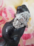 Platinum Diamond estate Art Deco c.20's glove shield Ring