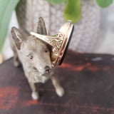 10k Yellow gold Black Onyx Deco Ring