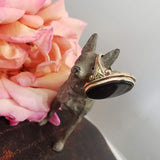 10k Yellow gold Black Onyx Deco Ring