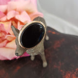 10k Yellow gold Black Onyx Deco Ring