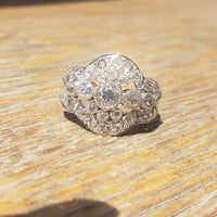 Platinum & 14k white gold 29 old European cut diamond antique ring
