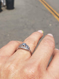 14k - Palladium Art Deco diamond ring