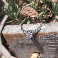 14k gold two tone diamond estate engagement ring