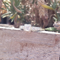 14k gold two tone diamond estate engagement ring