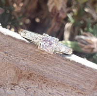 14k gold two tone diamond estate engagement ring