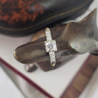 14k gold two tone diamond estate engagement ring