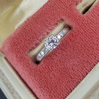 14k gold two tone diamond estate engagement ring