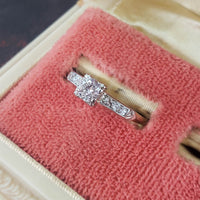 14k gold two tone diamond estate engagement ring