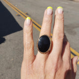 10k Yellow gold Black Onyx Deco Ring