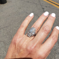 Platinum Diamond estate Art Deco c.1920's glove shield Ring