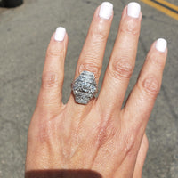 Platinum Diamond estate Art Deco c.1920's glove shield Ring