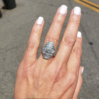 Platinum Diamond estate Art Deco c.1920's glove shield Ring