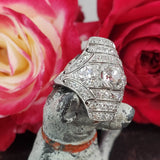 Platinum Diamond estate Art Deco c.1920's glove shield Ring