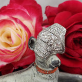 Platinum Diamond estate Art Deco c.1920's glove shield Ring