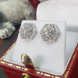 14k white gold filigree diamond studs earrings - .13ct tw