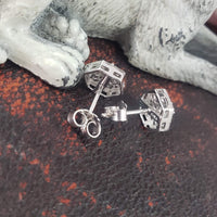 14k white gold filigree diamond studs earrings - .13ct tw