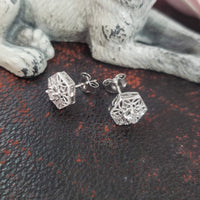 14k white gold filigree diamond studs earrings - .13ct tw