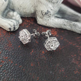 14k white gold filigree diamond studs earrings - .13ct tw
