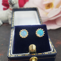 14k gold opal crown studs