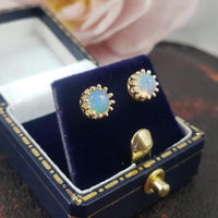 14k gold opal crown studs