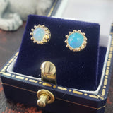 14k gold opal crown studs