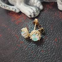 14k gold opal crown studs