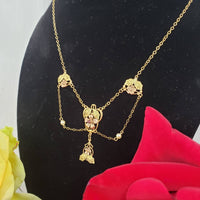 10k gold tri colored floral leaf motif necklace pendant - garnet, foe pearls