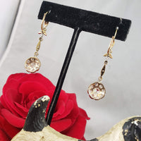 platinum & 18k gold Edwardian old cut diamond filigree lever back earrings