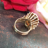 14k yellow gold Retro CITRINE estate cocktail ring