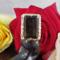 14k gold smokey quartz cocktail estate ring