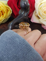 14k yellow gold Retro CITRINE estate cocktail ring