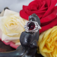 Platinum Pink Tourmaline & Diamond estate filigree c.1920's Ring