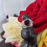 Platinum Pink Tourmaline & Diamond estate filigree c.1920's Ring
