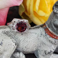 Platinum Pink Tourmaline & Diamond estate filigree c.1920's Ring