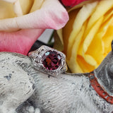 Platinum Pink Tourmaline & Diamond estate filigree c.1920's Ring