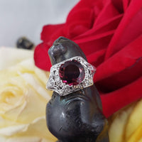 Platinum Pink Tourmaline & Diamond estate filigree c.1920's Ring