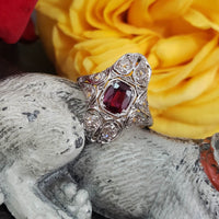 Platinum Pink Red Sapphire & Diamond estate Deco c.1920's Ring