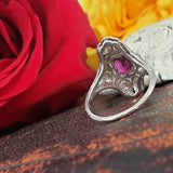 Platinum Pink Red Sapphire & Diamond estate Deco c.1920's Ring