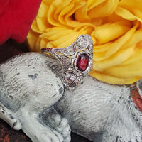Platinum Pink Red Sapphire & Diamond estate Deco c.1920's Ring