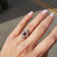 Platinum Pink Red Sapphire & Diamond estate Deco c.1920's Ring