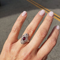 Platinum Pink Red Sapphire & Diamond estate Deco c.1920's Ring