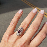 Platinum Pink Red Sapphire & Diamond estate Deco c.1920's Ring