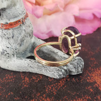 18k Yellow Gold oval AMETHYST estate Cocktail Ring