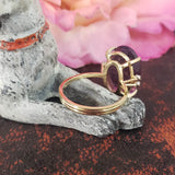 18k Yellow Gold oval AMETHYST estate Cocktail Ring