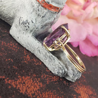 18k Yellow Gold oval AMETHYST estate Cocktail Ring
