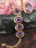 18k Yellow Gold oval AMETHYST estate Cocktail Ring