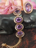 18k Yellow Gold oval AMETHYST estate Cocktail Ring
